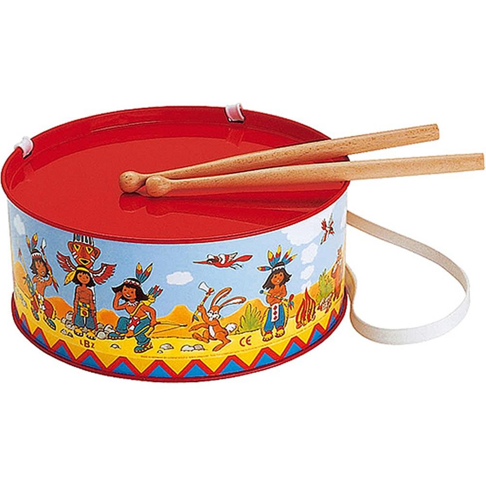 BOLZ Tin Drum Indianer diameter: 20 cm tin toy : Red