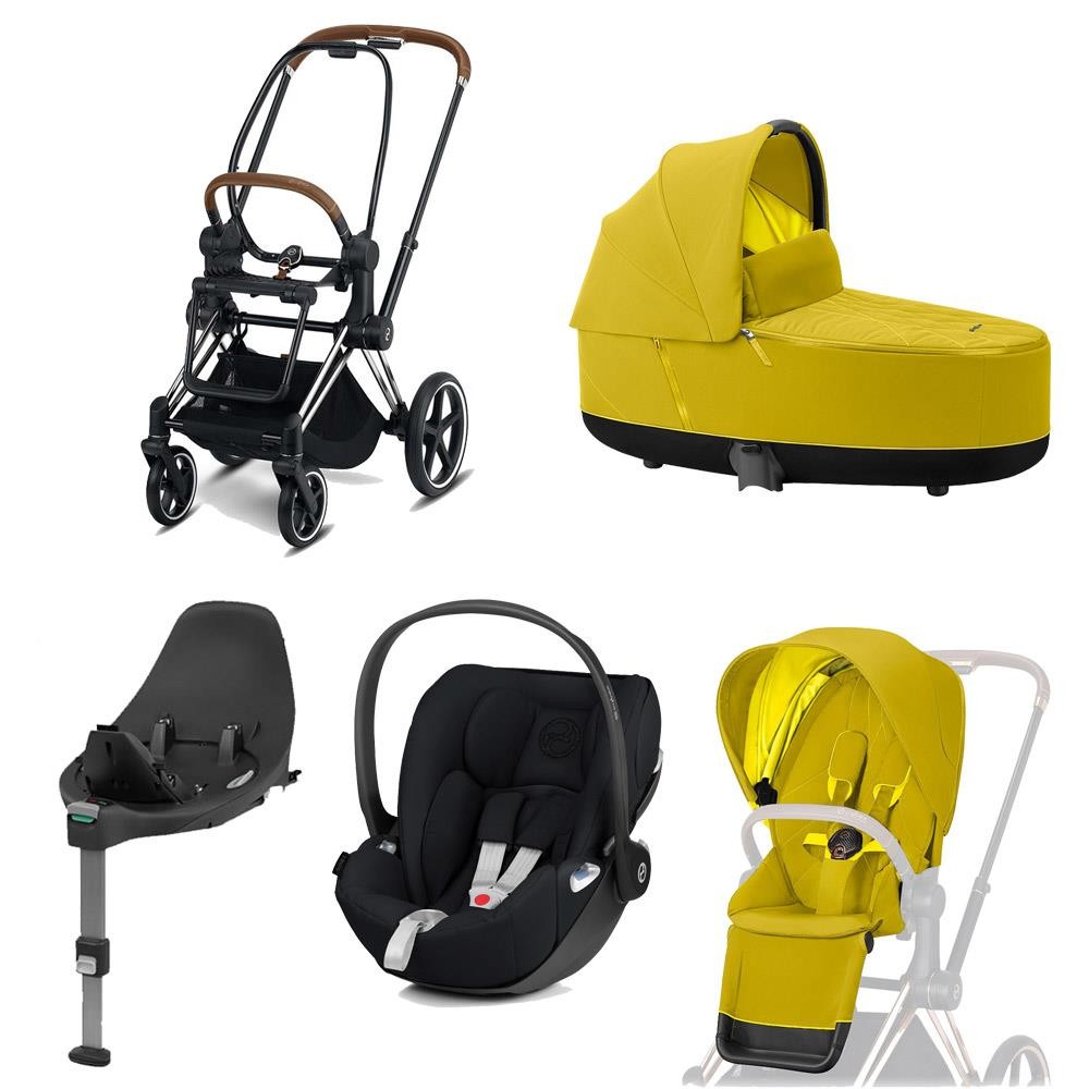 Cybex combi stroller-Set ePriam incl. infant carrier Cloud Z + Base Z Mustard Yellow