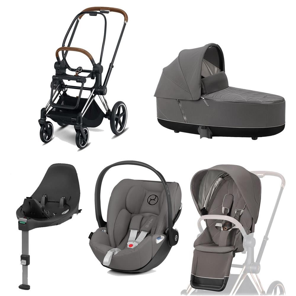 Cybex combi stroller-Set ePriam incl. infant carrier Cloud Z + Base Z Soho Grey