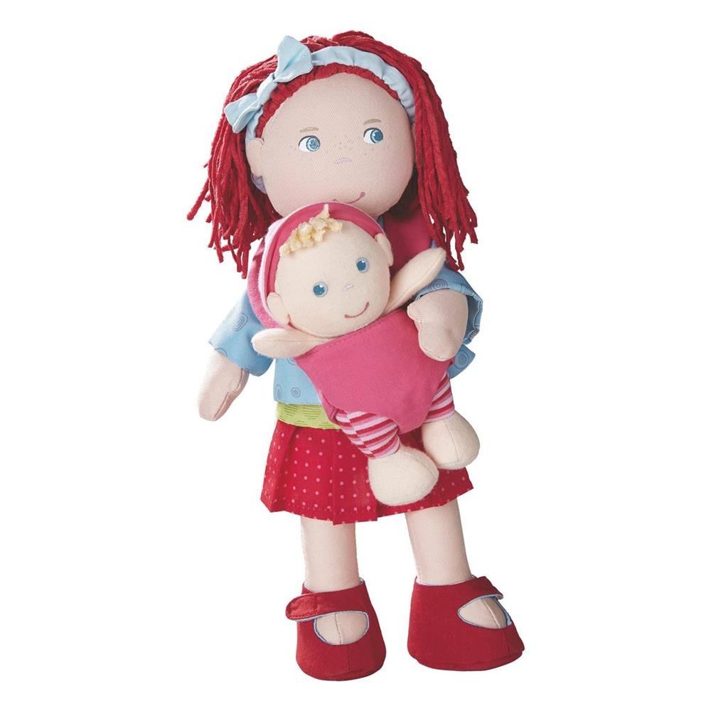 Haba Puppe Rubina mit Baby und Babytrage